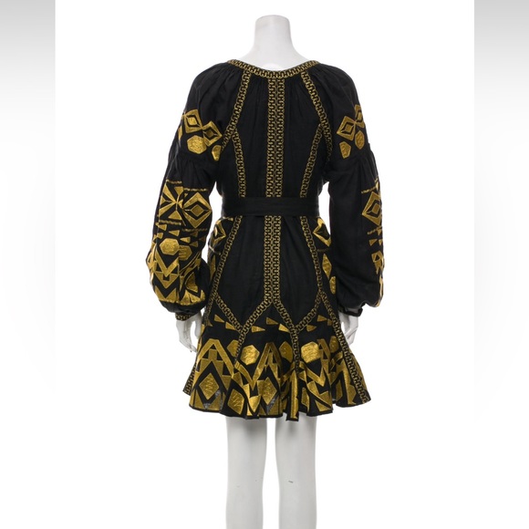 March 11 Black Linen Mini Kilim Dress Size M - Picture 15 of 16